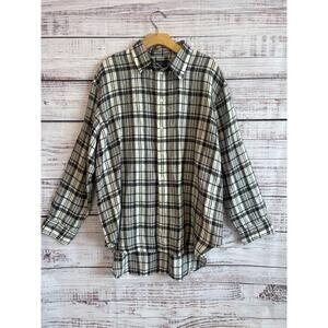 Polo by Ralph Lauren relaxed-fit plaid linen shirt black white